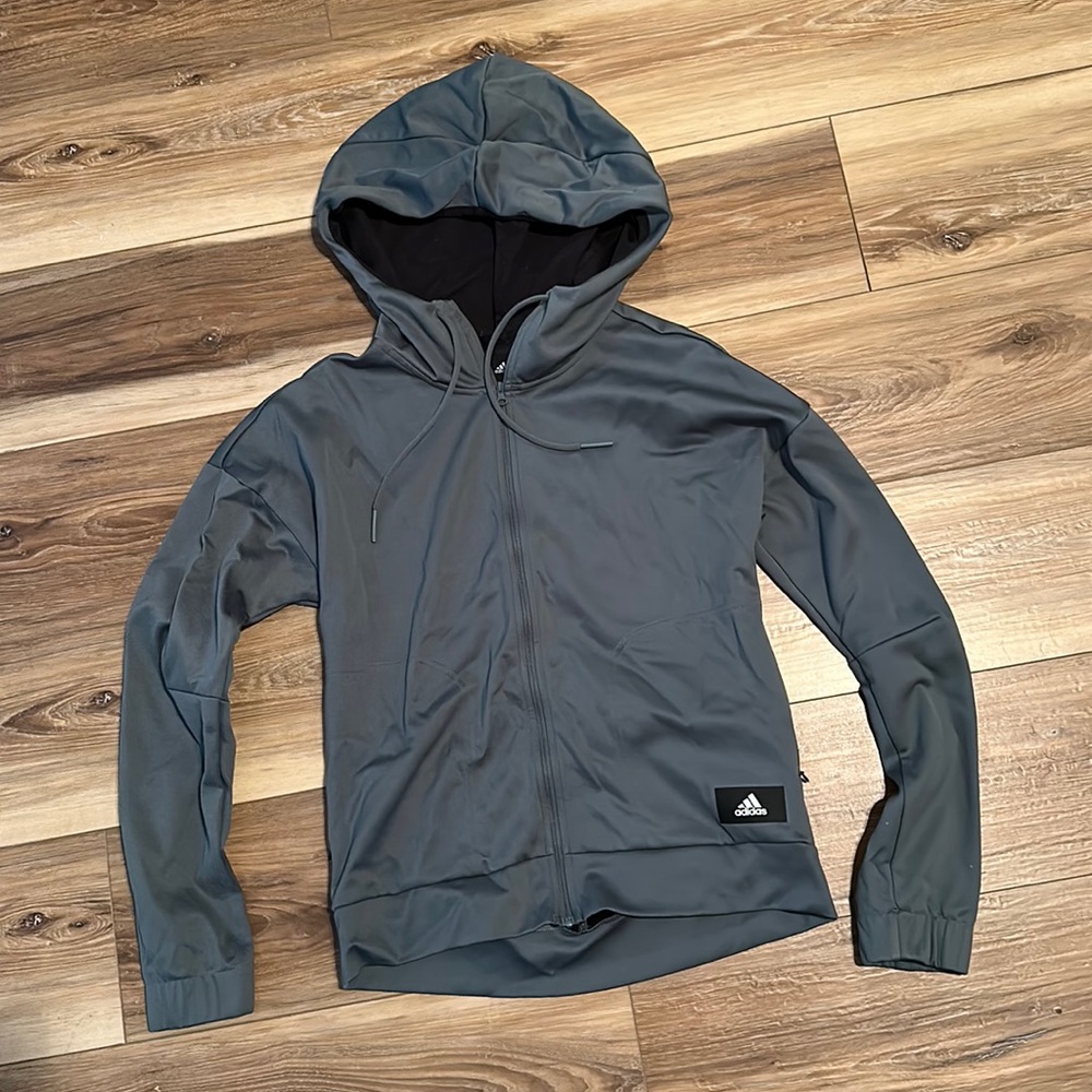 Adidas hoodie. Slate grey/steel blue color. Very pretty!
